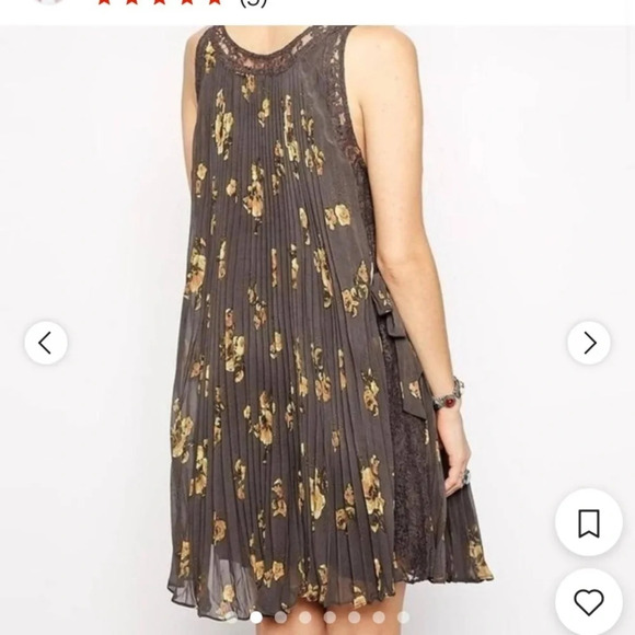 Free  People Gray Floral Accordion
Dress With Lace Trim, size XS - Picture 4 of 15